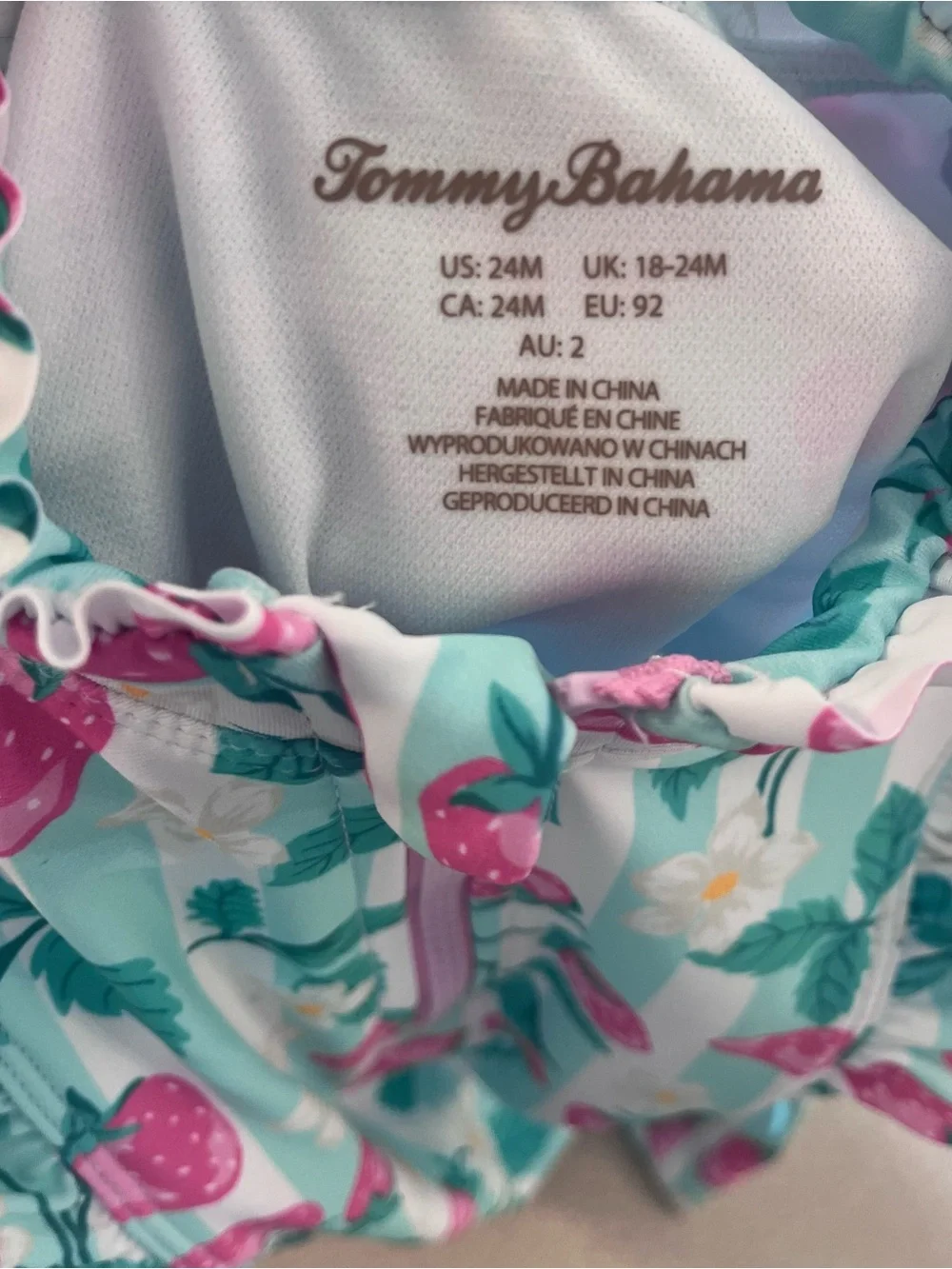 Tommy Bahama Strawberry Print Swimsuit & Hat NWT Size 18-24 months